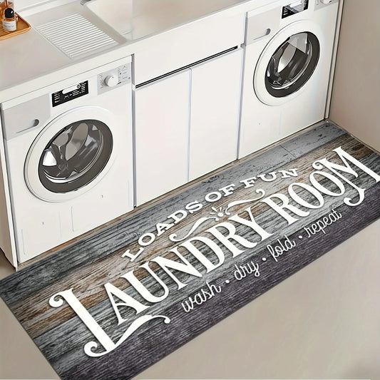 Long, non-slip laundry room floor mat plush flannel printed bathroom rug absorbent mat for toilets and hallways