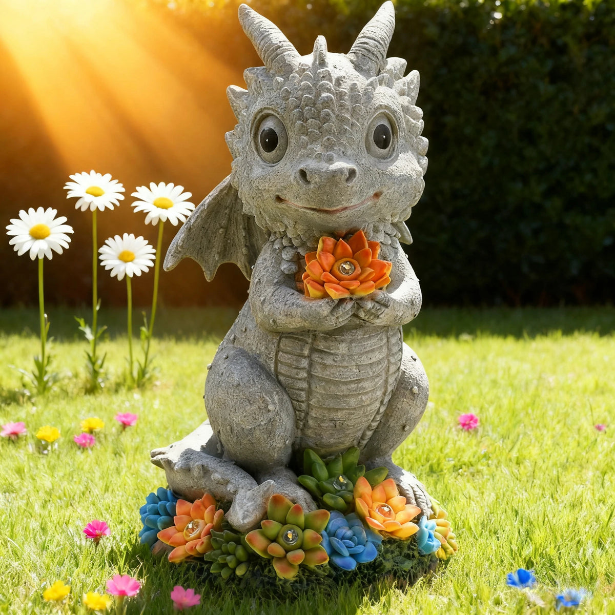 Solar Garden Turtle/Elephant/Dragon Can Statue Light Garden Statue Decor for Outdoor Courtyard Garden Lawn Landscape Decor