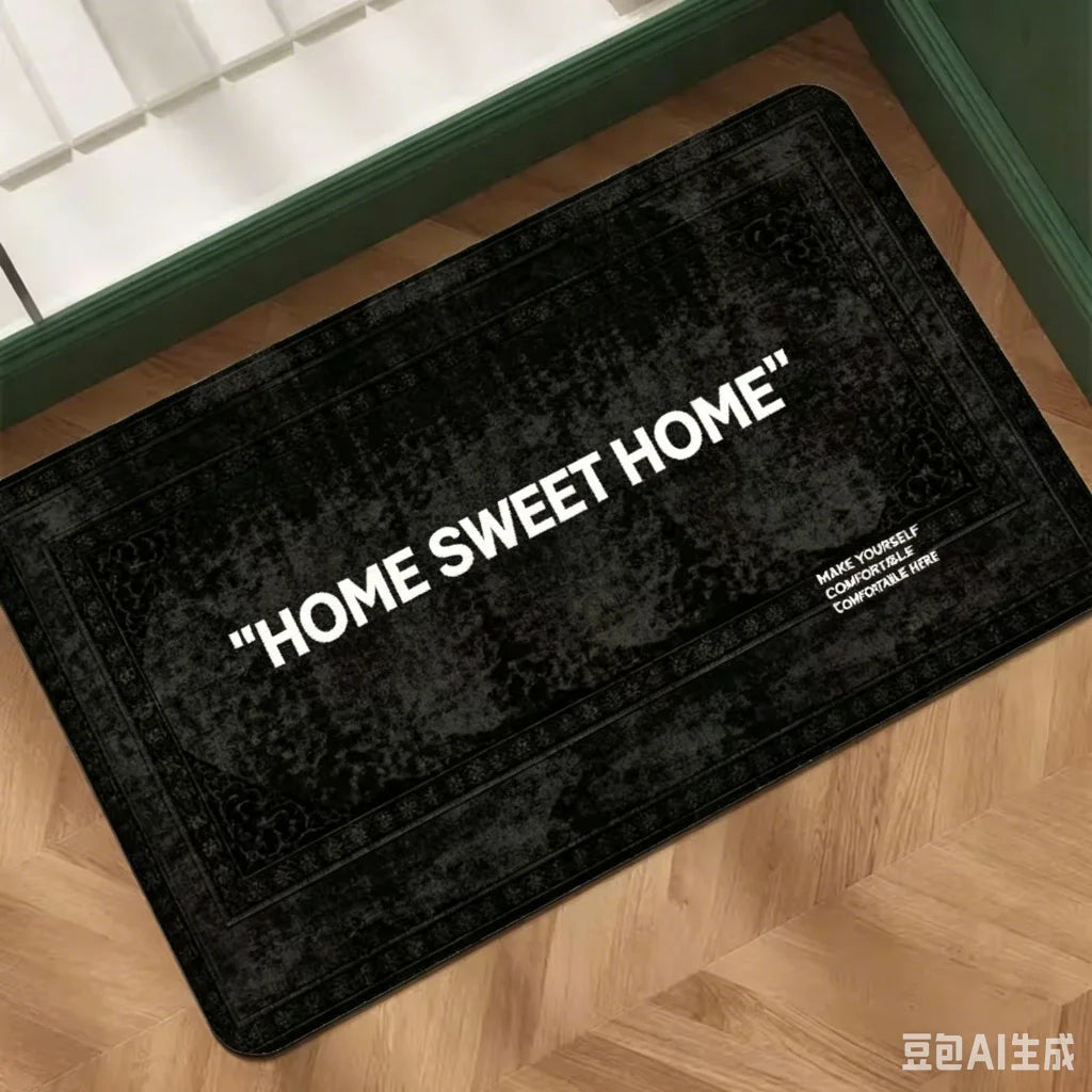 1pc Soft Absorbent Flannel Door Mat Suitable for Indoor/Outdoor Use, Non-Slip PVC Backing with "Please Remove Shoes", Machine Washable Suitable for Entryway, Kitchen, - Dark Gray Stripes Floor for Holiday Gifts, 2D Flat