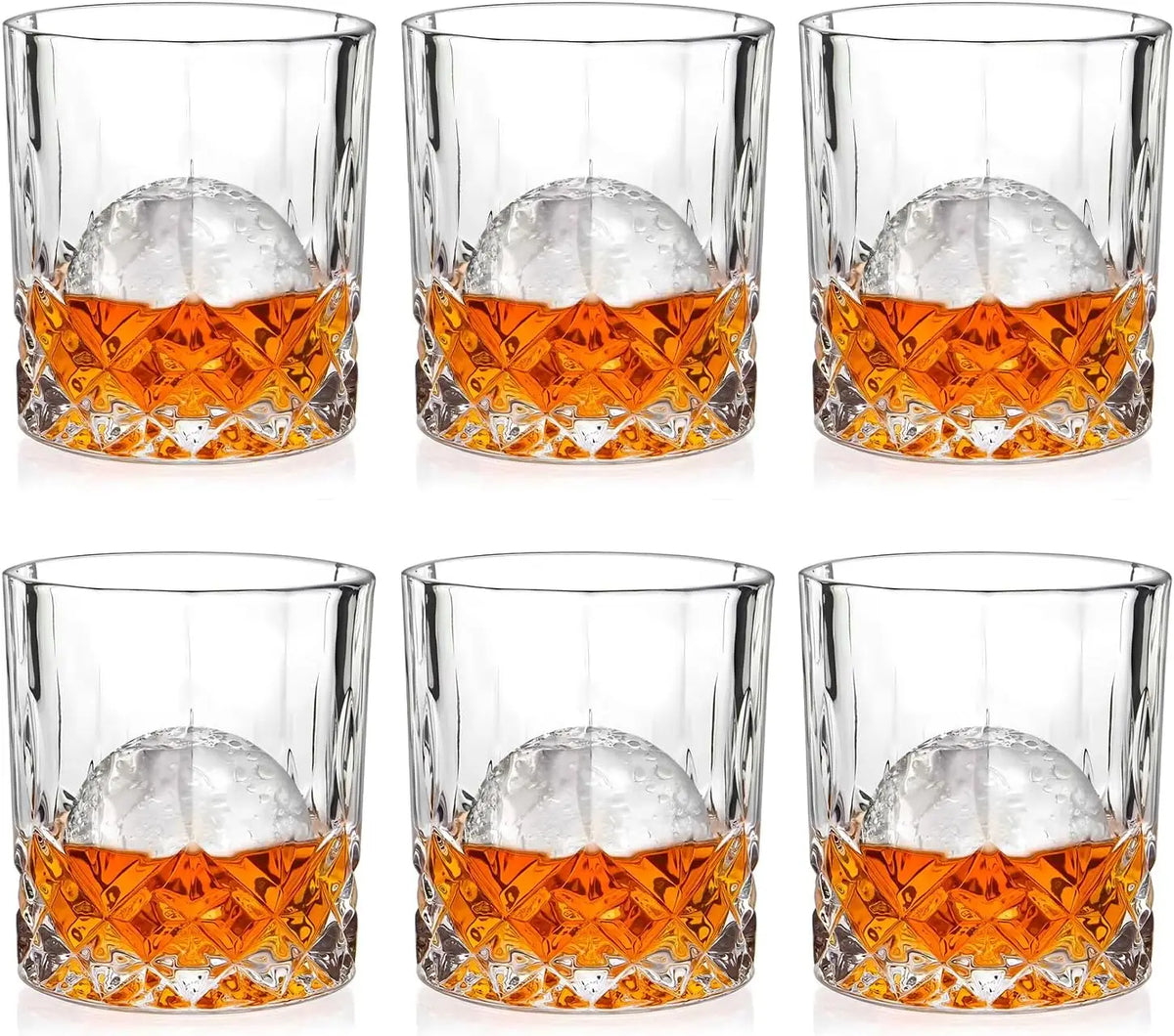 Whiskey Glasses Set of 6,10oz/300 ml Old Fashioned Bourbon Glasses,Lead-free Rocks Glassware for Scotch, Liquor & Cocktails, Drinking Glasses Gifts for Men