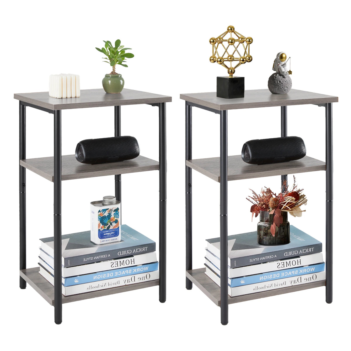 JHK Modern Steel End Table With Adjustable Feet For Bedroom