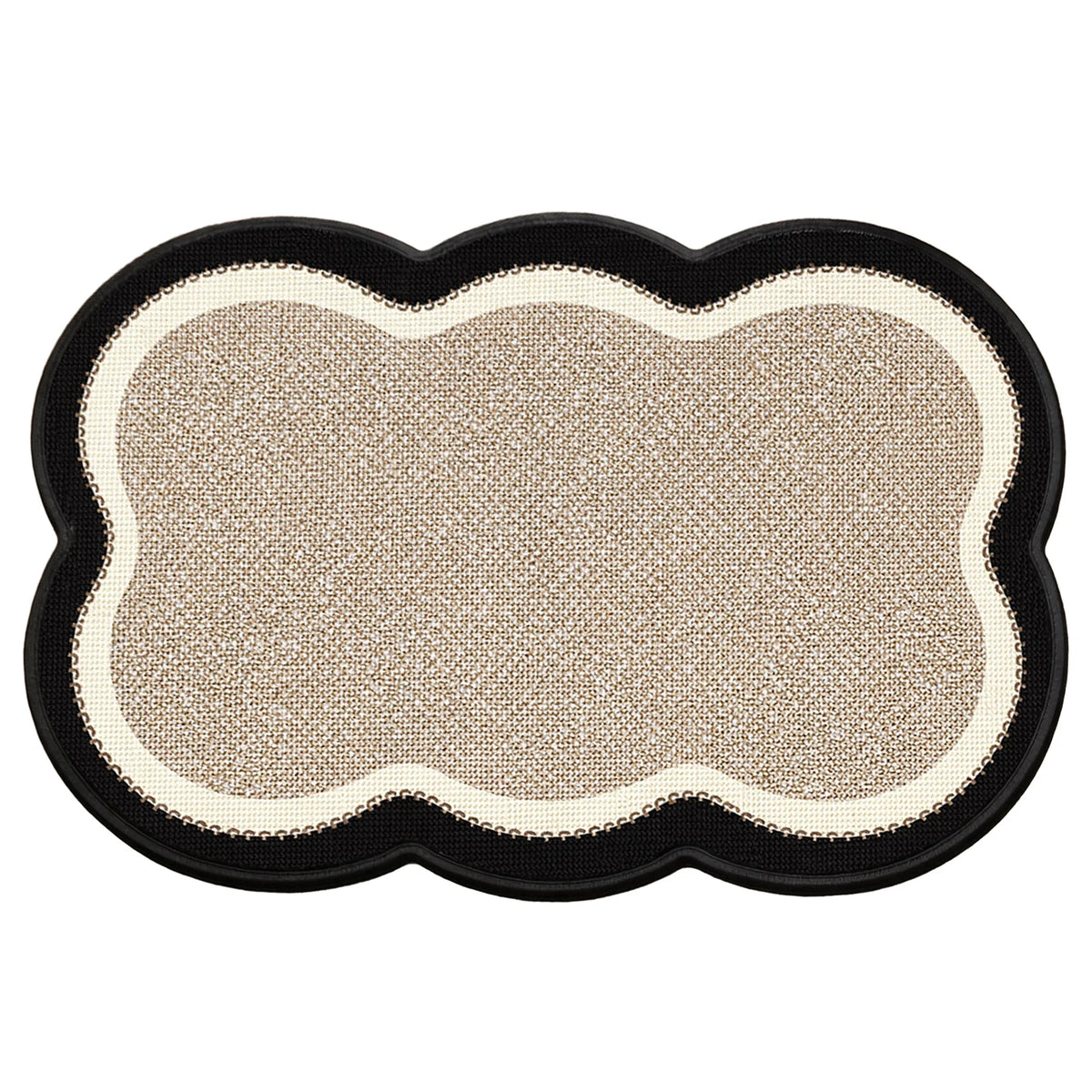 Wavy Scalloped Bathroom Rug, Imitation Linen Absorbent Non Slip Bath Mat for Shower Room, Entryway Decor