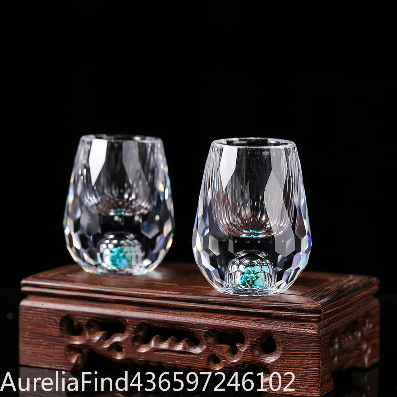 1/2/6Pcs 15ML Crystal Whiskey Glass With Gold‑Foil BPA‑Free Luxury Wine Tumbler For Decoration Collection Celebration Party Gift