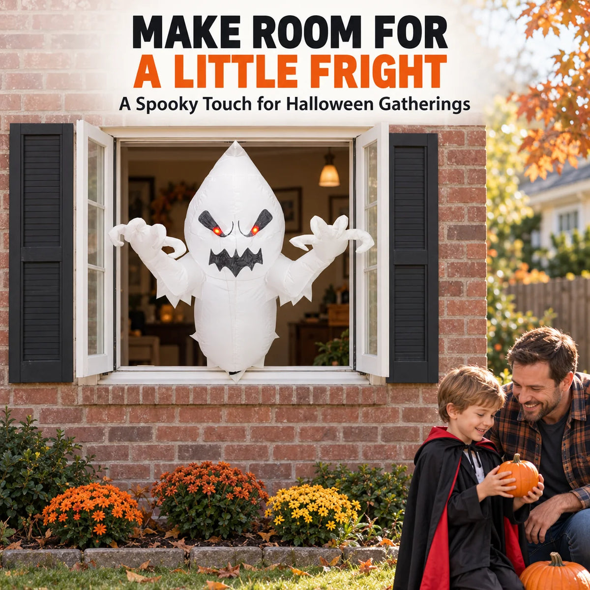 Halloween Inflatable Ghost Decoration 3.3FT Blow Up Ghost Broke Out From Window Spooky Airblown Prop with Built-in LED Lights for Indoor Outdoor Yard Garden Lawn Party Haunted House Decor Inflatable Toys for Kids USA Stock Fa