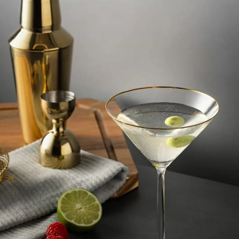 7 fl oz Martini Glass with Gold Rim