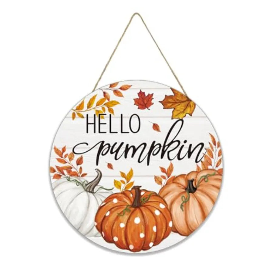 Smile Fall Thanksgiving Halloween Wooden Door Hanger Farmhouse Home Porch Autumn Holiday Party Decorations Rustic Wood Door Sig