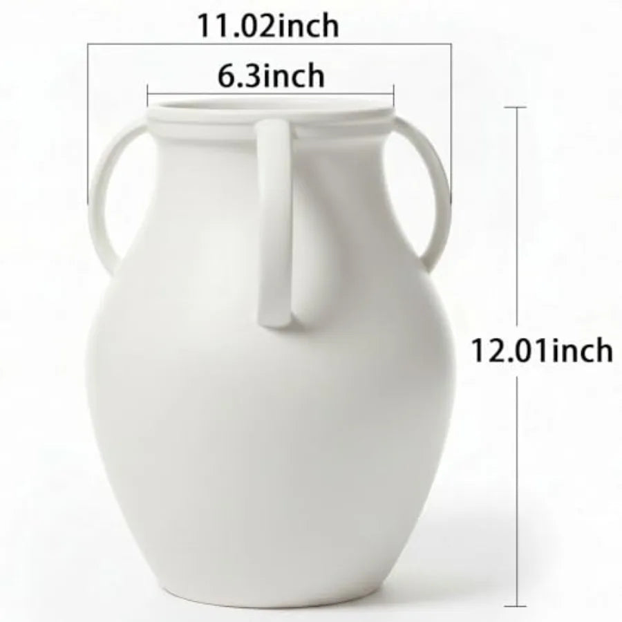 Extra Large Floor Vase for Dried Pampas Grass Fresh Flowers Nordic Matte White Ceramic Farmhouse Statement Piece for Living Roo