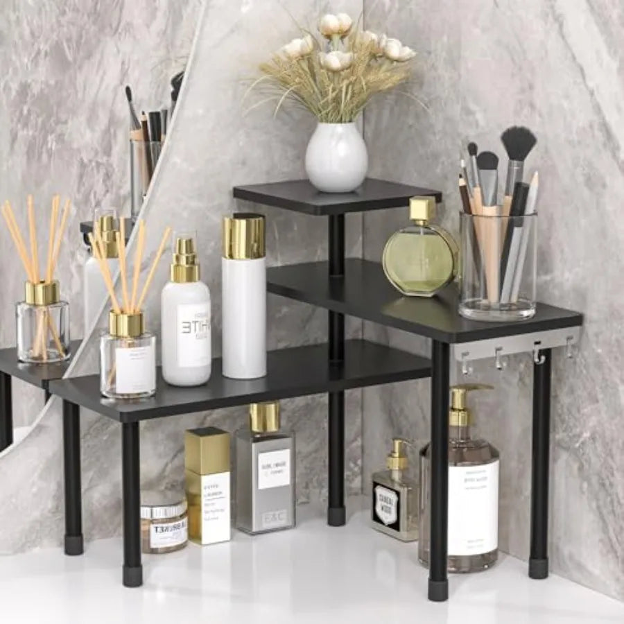 3-Tier Movable Countertop Corner Organizer, Ideal for Kitchen & Bathroom Storage