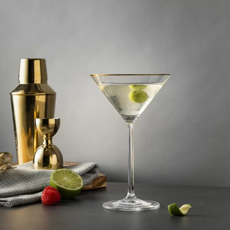7 fl oz Martini Glass with Gold Rim
