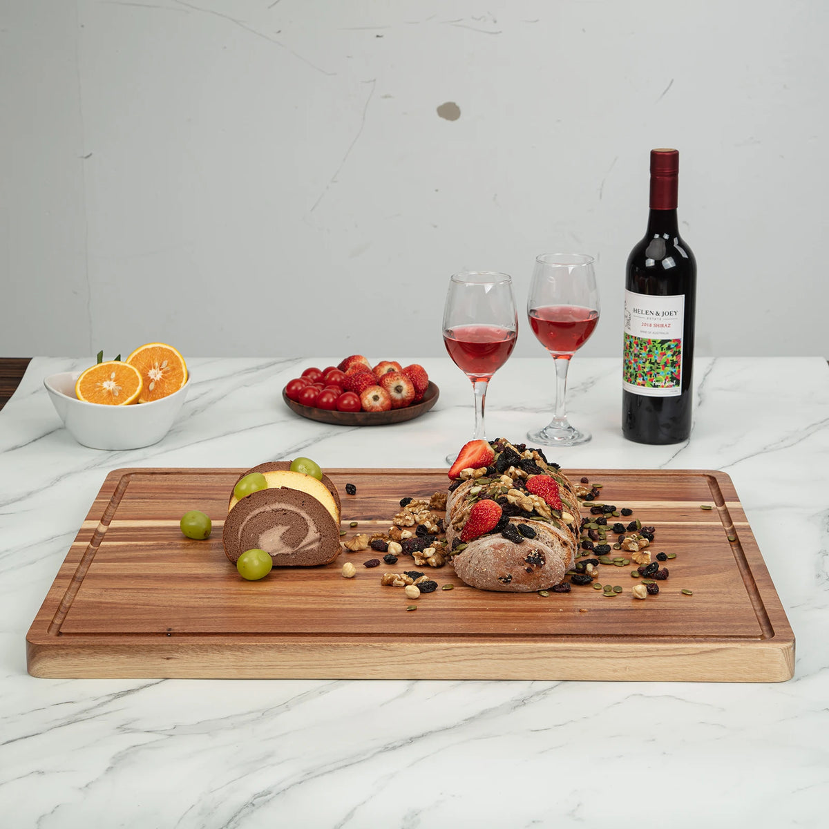 Acacia Wood Cutting Board, 1.5" Thick Large Wooden Cutting Board with Juice Groove and Handle Hole, Heavy Duty Butcher Block for Kitchen, Meat, Vegetables and Cheese
