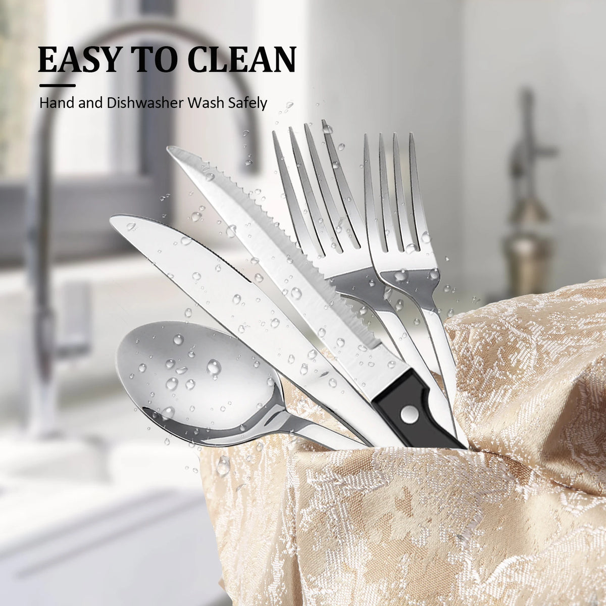 HanSmart Stainless Steel Cutlery Set With Steak Knives Included