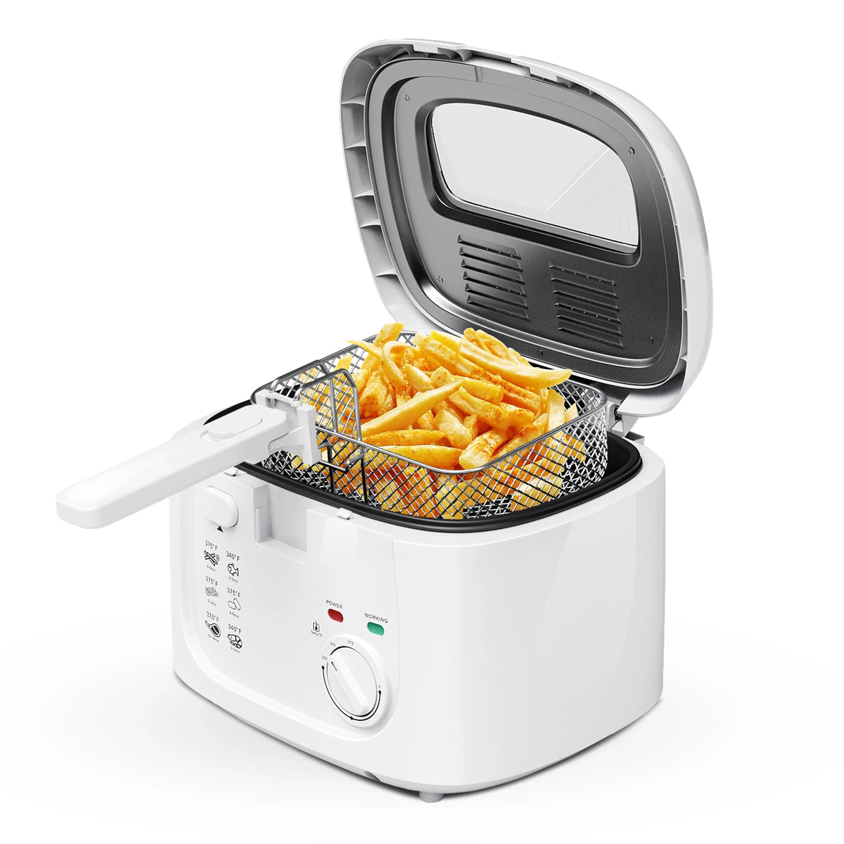 1600W Electric Deep Fryer with Adjustable Temperature Control, 84.54oz Non-Stick Basket & Viewing Window, Removable Lid
