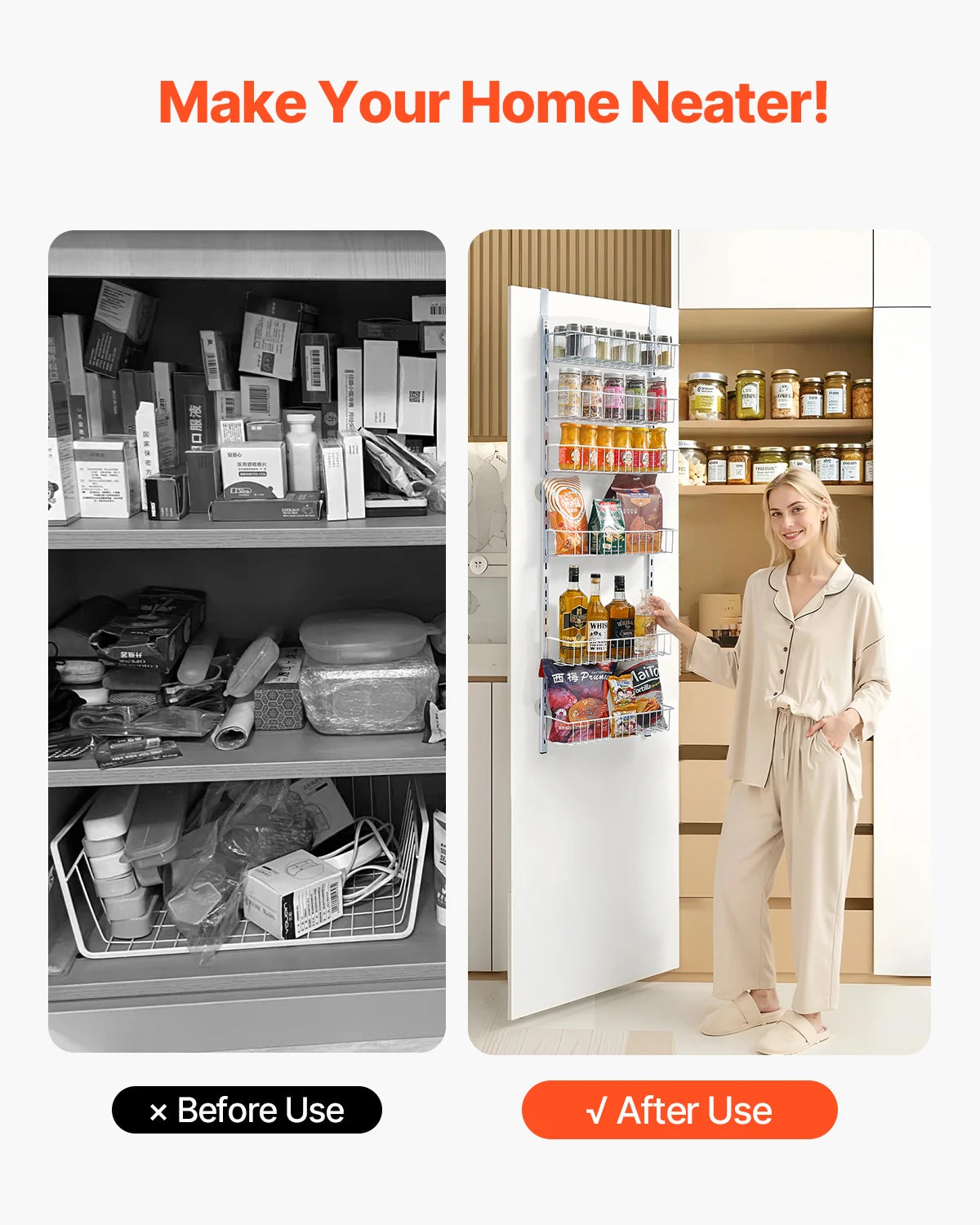 SucceBuy Heavy Duty Over The Door Pantry Spice Rack Organizer