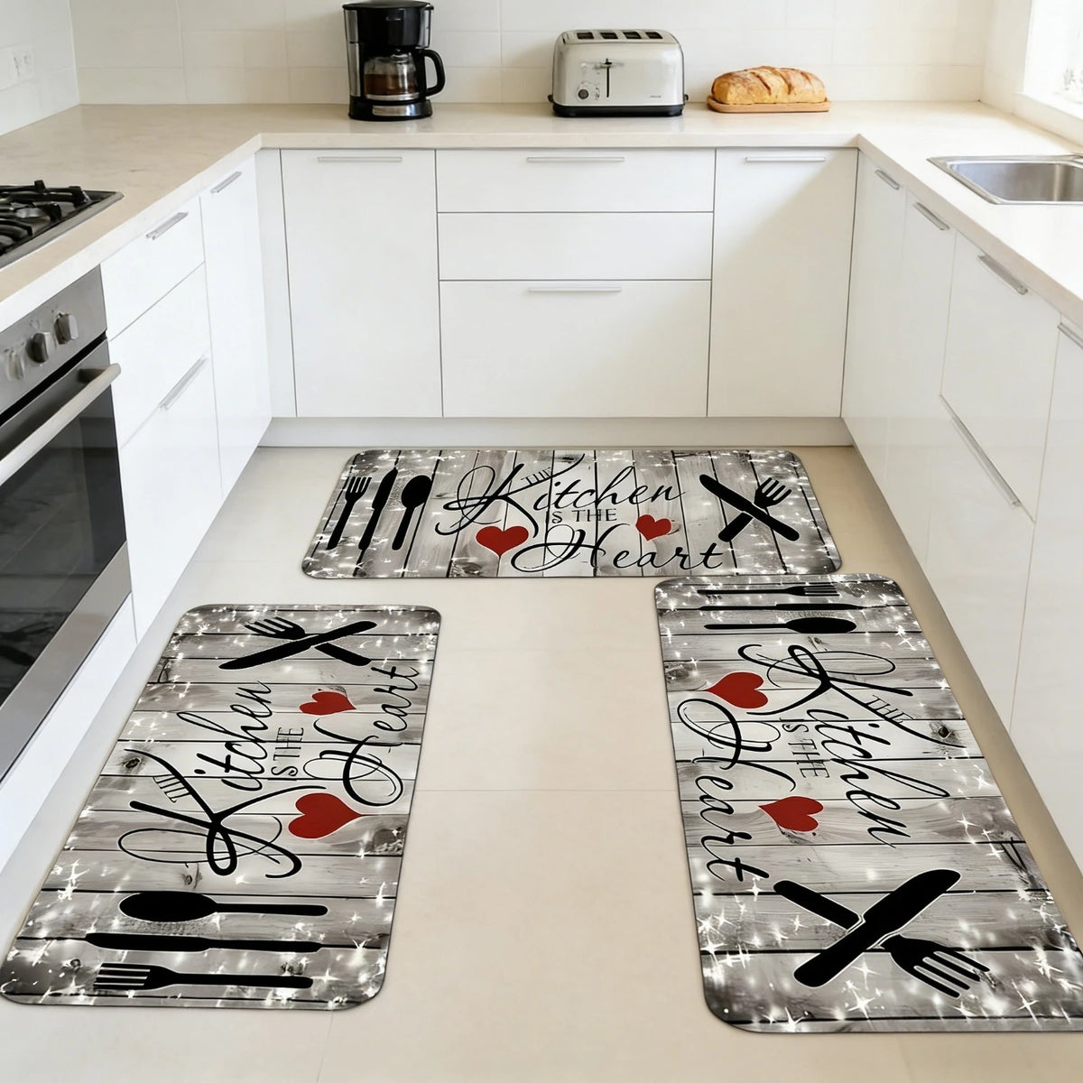 Plush Flannel Kitchen Mat Square Super Soft Water Absorbent Non Slip Floor Rug for Bathroom Toilet Entrance