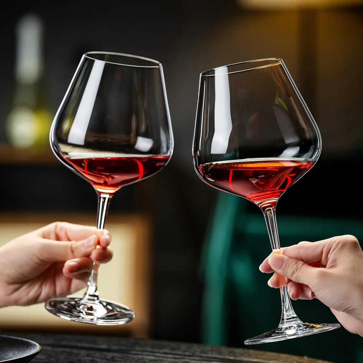 Hand Blown Red Wine Glasses Set of 4,23 oz Crystal Burgundy Wine Glasses With Long Stem,Lead-Free Premium Wine Glass-Unique Gift for Wedding, Anniversary, Party and Home