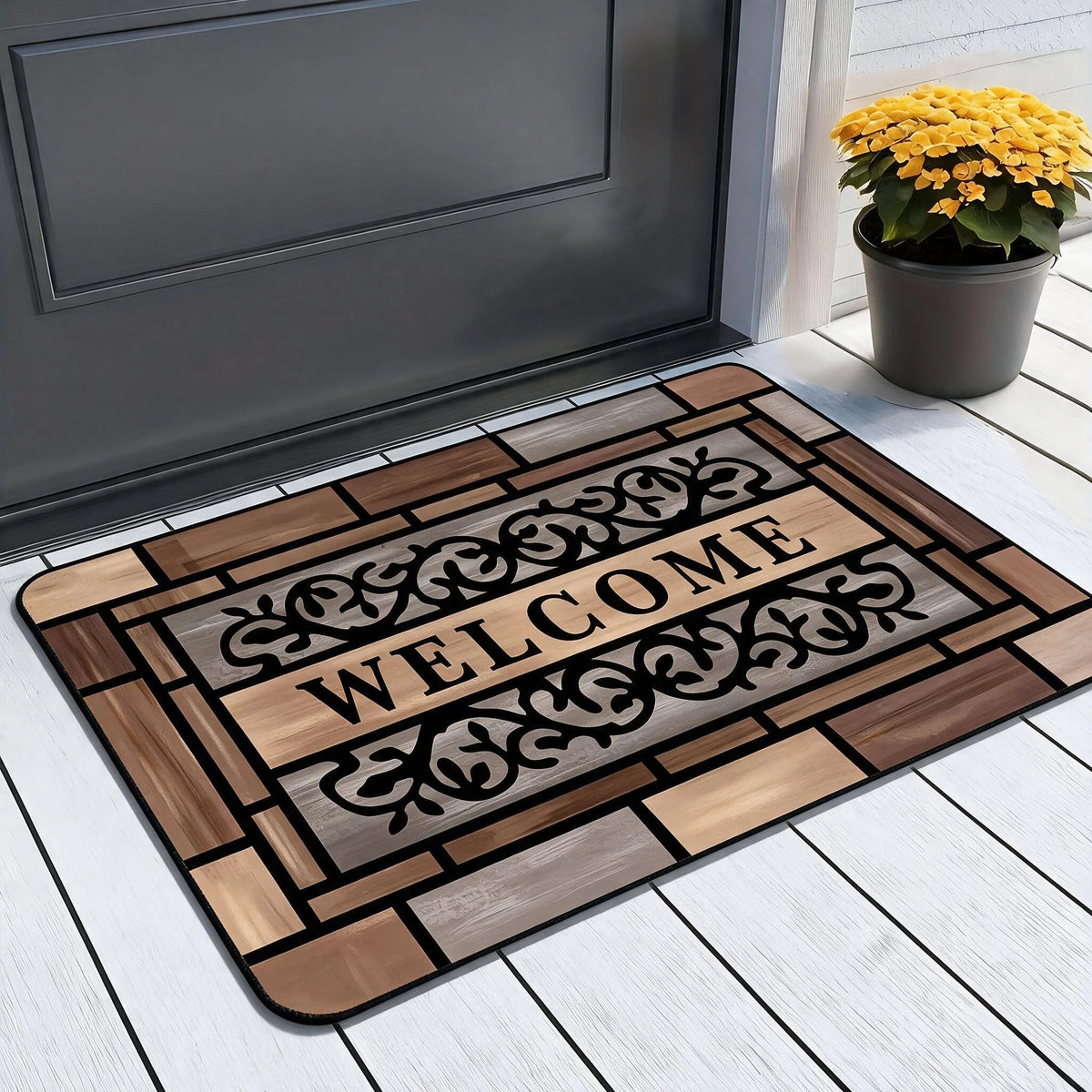 Square Bath Mat Diatomaceous Earth Bathroom Rug with Durable Rubber Backing Non Slip Quick Dry Water Absorbent Printed Design