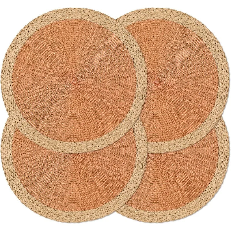 4-Piece Night Flower Round Wooden Placemats, 5.91 Inches, Washable & Heat Resistant, Suitable for Dining Tables, Non-Slip Indoor and Outdoor Placemats, Ideal for Thanksgiving, Christmas and Easter