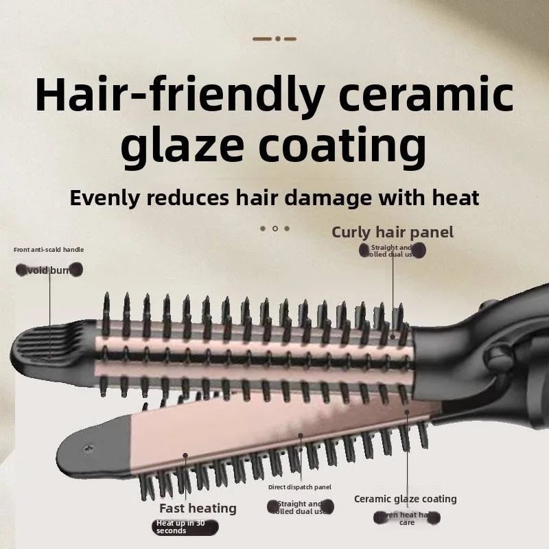 New type of multi-functional LED PTC hair styling tool - electric hair curler and straightening comb - suitable for both home use and travel.