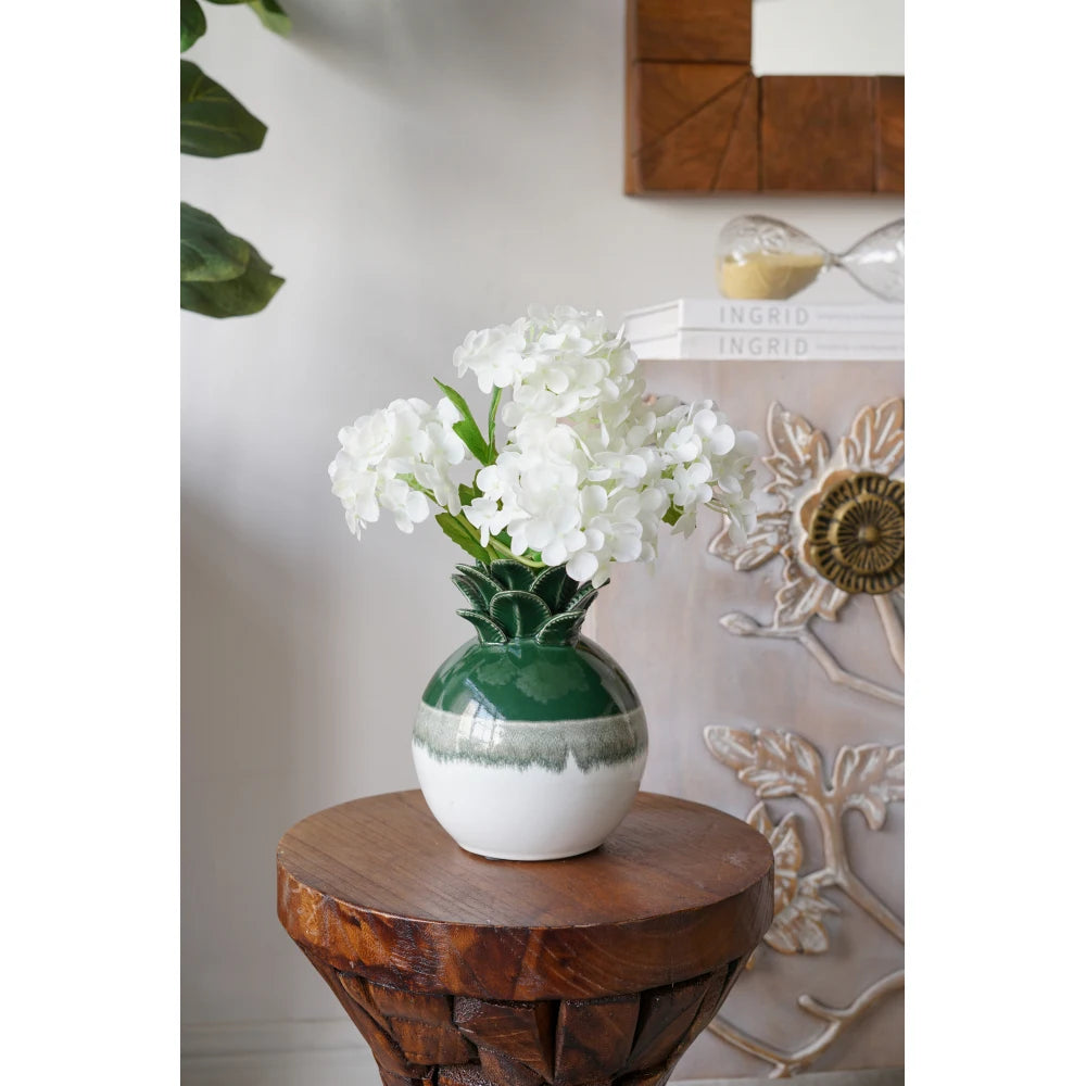 5.8x5.8x7.1" Tropical Green and White Ombre Ceramic Pineapple Vase Living Room Simplicity Hotel Homestay Creativity MHHP