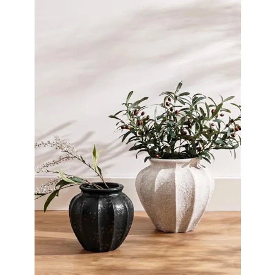 11.3 Ceramic Vase for Modern Farmhouse Home Decor: Weathered White Substantial Stable Living Room Dining Room Table Centerpiece