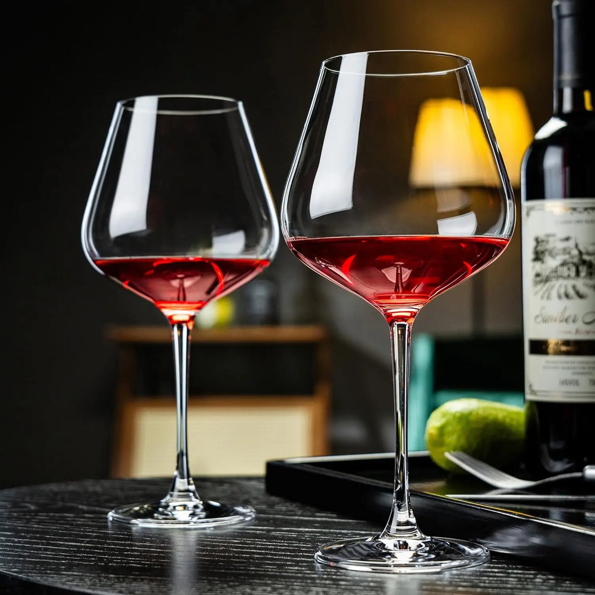 Hand Blown Red Wine Glasses Set of 4,23 oz Crystal Burgundy Wine Glasses With Long Stem,Lead-Free Premium Wine Glass-Unique Gift for Wedding, Anniversary, Party and Home