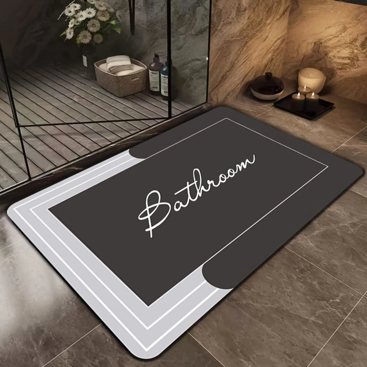 Soft Diatomaceous Earth Bath Mat - Non-slip, Quick Drying,, Geometric Pattern, Hand Washable, Suitable for Bathroom, Entrance, Kitchen, Perfect Home Decor