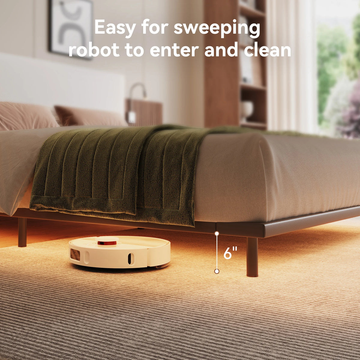 Luxury King Size Bed with Integrated Nightstands & Reading Lamps, Wide Headboard with LED Strip Lights, Modern Multifunctional Bedroom Furniture Set