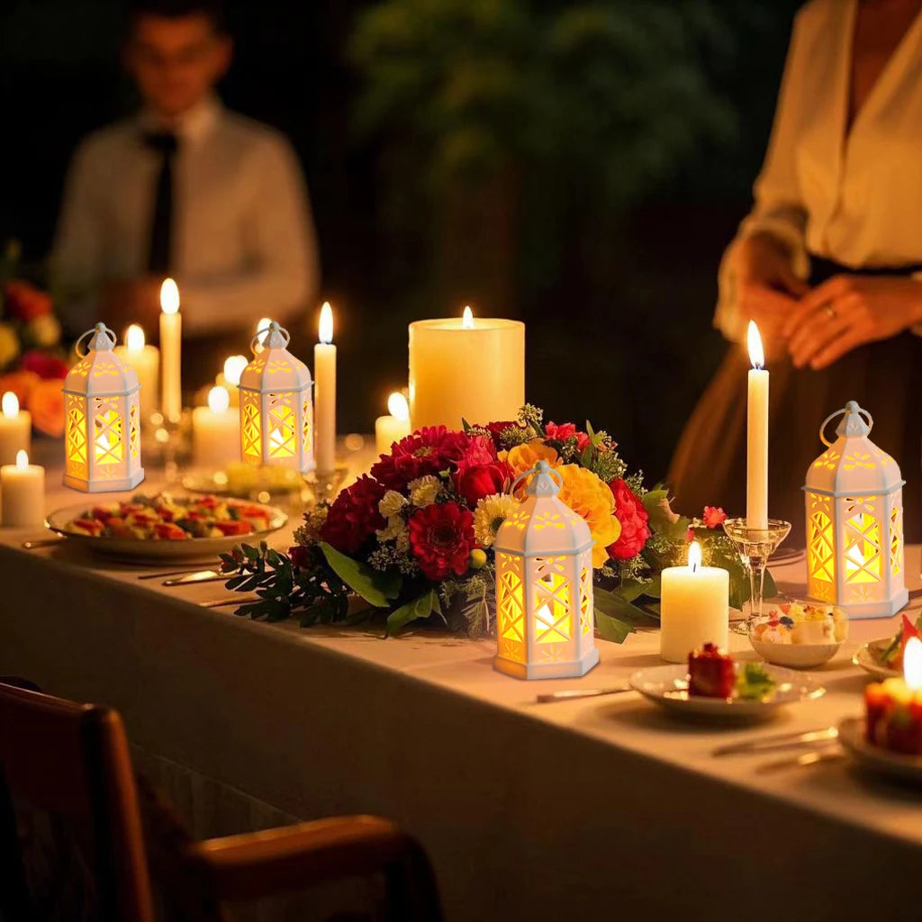 12pcs Set of LED Lantern Retro Atmosphere Decorative Lights, LED Small Candle Lanterns Christmas Table Center Decorations