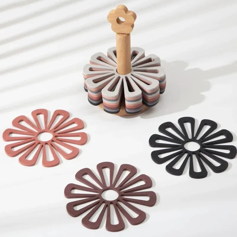 1pc/2pcs Creative Snowflake-Shaped Placemat Kitchen Sink Drain Mat Silicone Non-Slip Heat Insulation Mat for Home Use