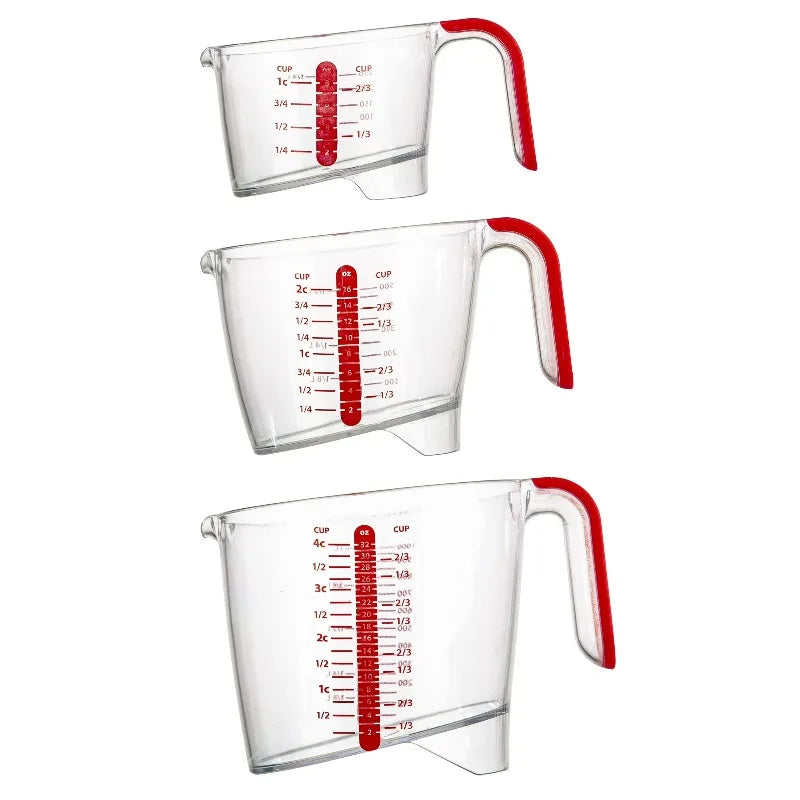 3 Piece Liquid Measuring Cup Set with Easy Read Measurements