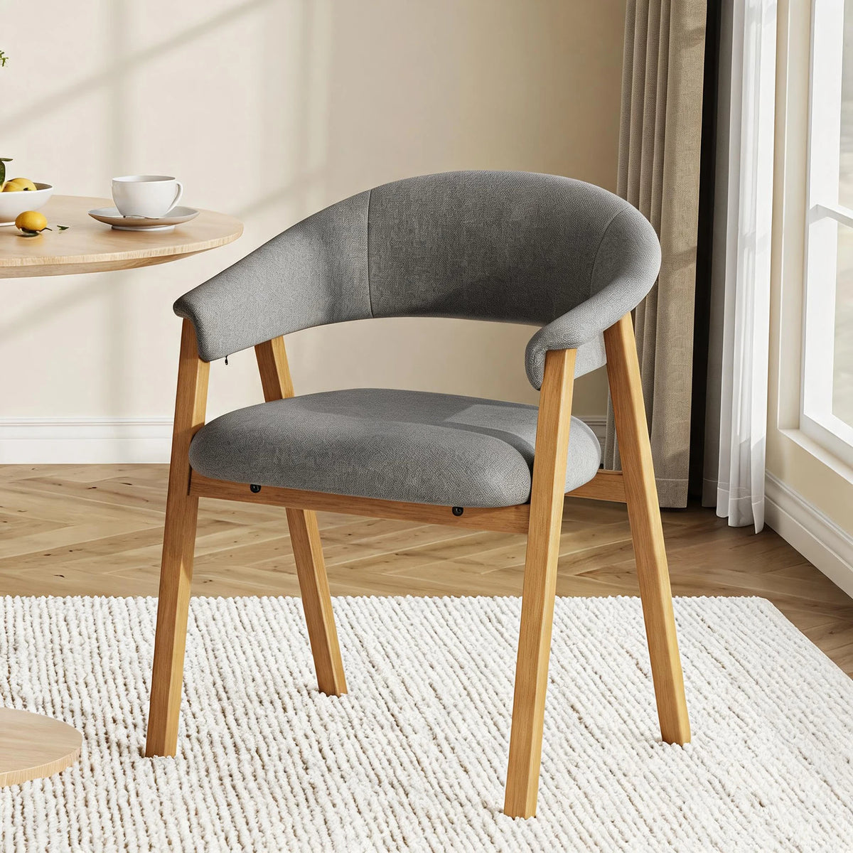 HiMISS Upholstered Dining Chairs With Arms And Curved Wood Legs