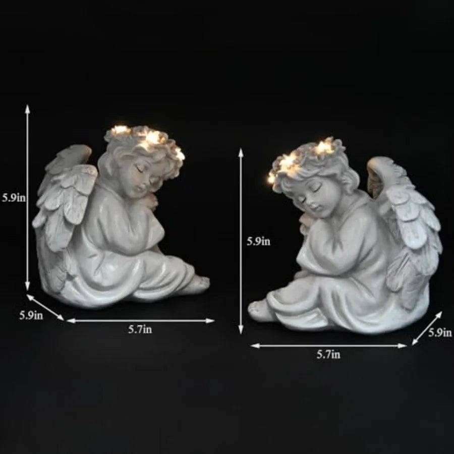 Angel Statue Garden Decor for Outside Solar Yard Art Outdoor Decorations Patio Porch Home Lawn Ornaments Christmas Light up Fig