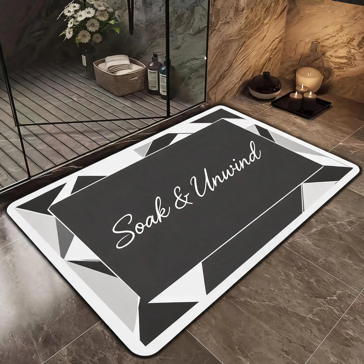 Soft Diatomaceous Earth Bath Mat - Non-slip, Quick Drying,, Geometric Pattern, Hand Washable, Suitable for Bathroom, Entrance, Kitchen, Perfect Home Decor