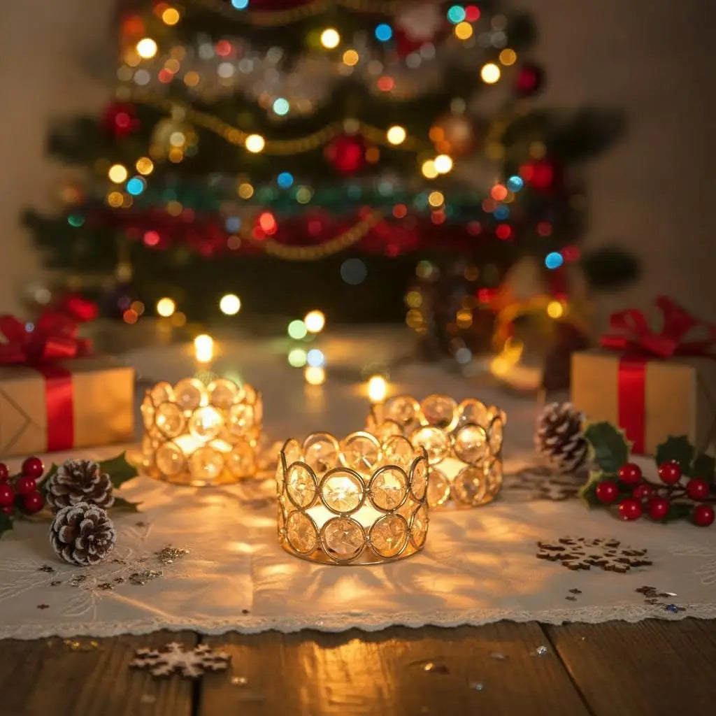 24 Pcs Crystal Gold Votive Candle Holders Set, Elegant Tealight Candle Holders for Wedding Centerpieces, Table Decor, Christmas Party Favors, Bulk Glass Tea Light Holders for Home