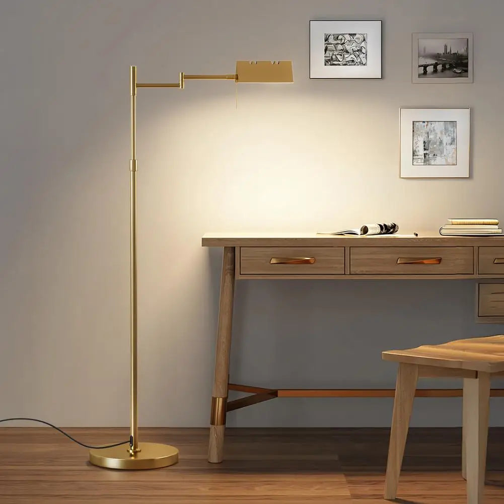 Standing Lamp, Height Adjustable 360-Degree Swing Arm Metal Floor Lamp, Dimmable Three Color Temperatures LED Reading Floor Lamp