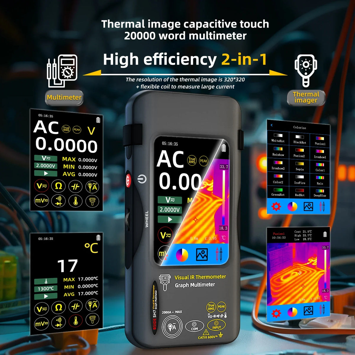 Bside Sh7 Thermal Imager Digital Multimeter Combo Tool