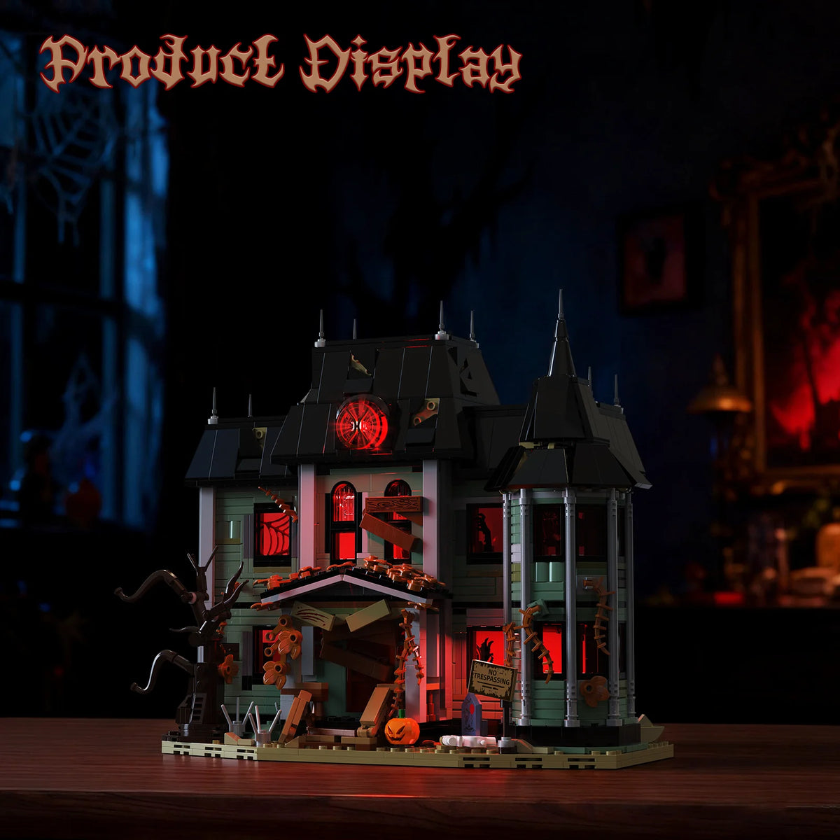 Horror Haunted House Building Blocks Set Neibolt Mansion Model Desktop Display Ornament Home Room Decoration Halloween Collectible Gift for Adult Hobbyists