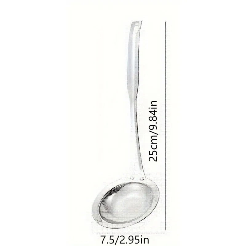 Deep Fine Mesh Strainer Skimmer304Stainless Steel Cooking Spoon,Oil Skimmer&Strainer with Heat Resistant Handle,Dishwasher Safe