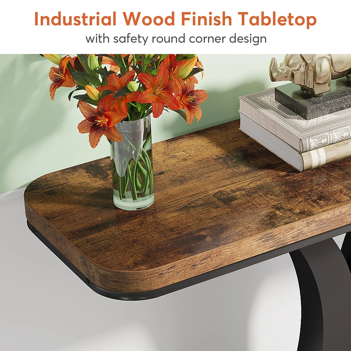 Tribesigns Industrial Console Table With Geometric Iron Base
