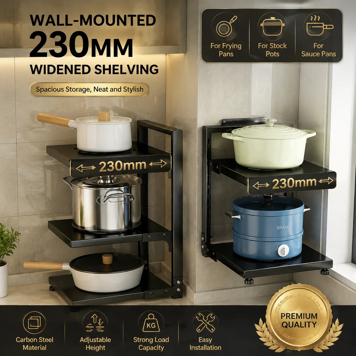 Adjustable Under Sink Storage Rack, White 3-Tier Pull Out Kitchen Cabinet Organizer, Multi-layer Metal Shelf for Pots Pans, Space Saving Under Basin Storage Holder for Bathroom Kitchen Counter Cabinet