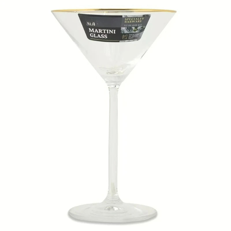 7 fl oz Martini Glass with Gold Rim