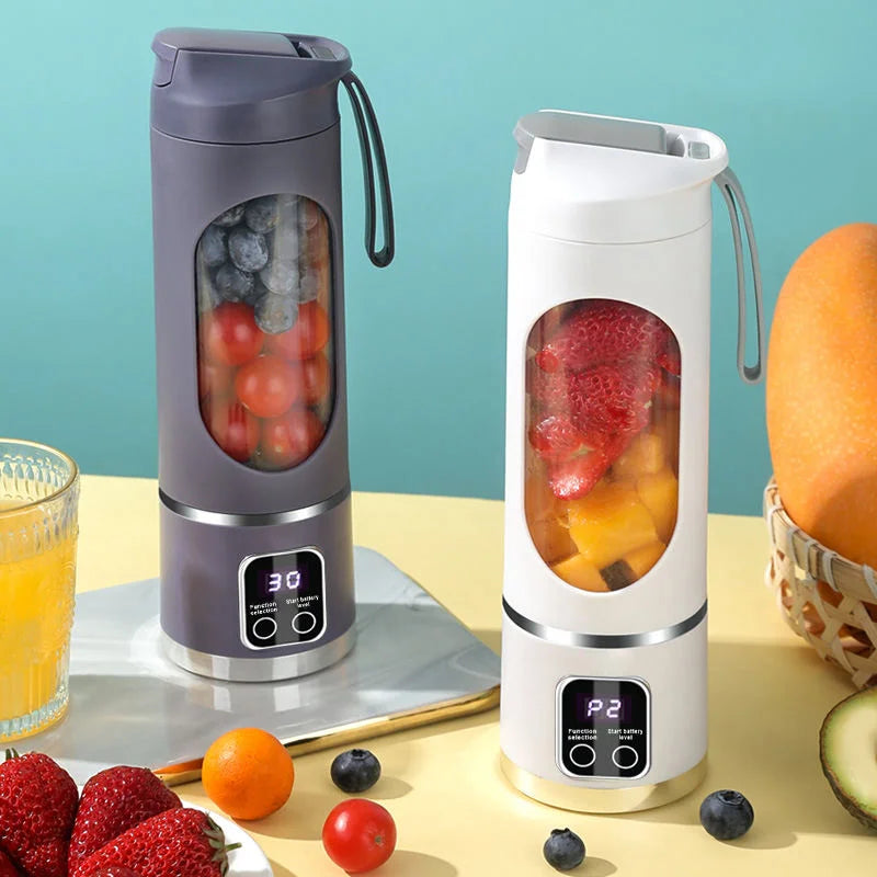 450ml USB rechargeable wireless fruit juicer mixer for home use, portable electric mixer, with 3-speed timer function