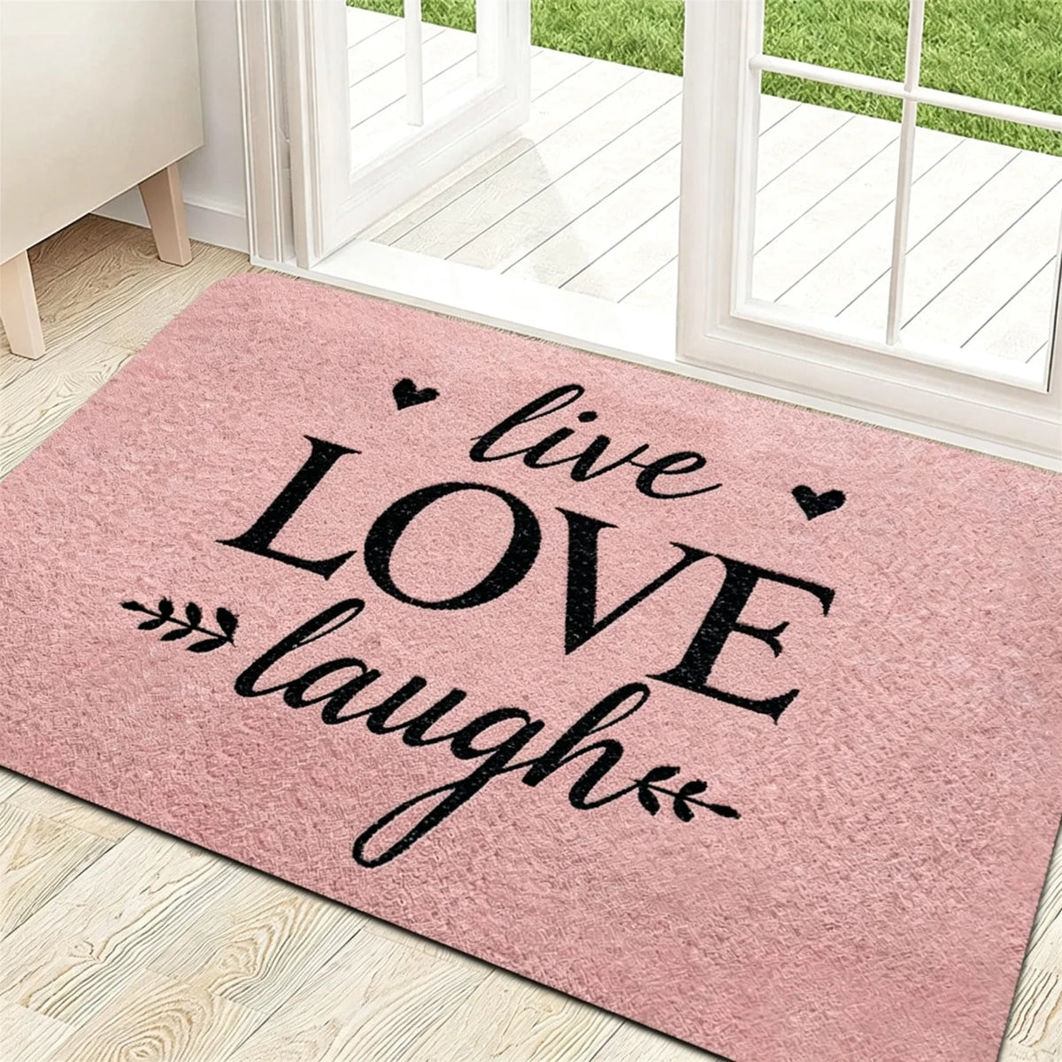 Soft Flannel Fabric Door Mat,"Good Vibes Only" Positive Energy Design/Non-slip Backing/Suitable for Home, Garden Patio, Laundry Room, Bathroom Decor/Available in Multiple