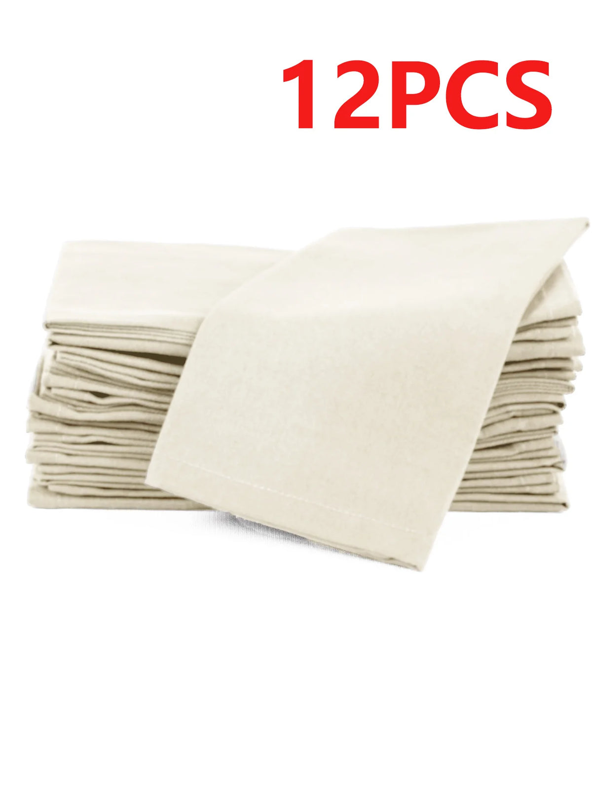 6/12Pcs 40×40cm White Cotton Linen Napkins, Thick Washable Reusable Placemats for Wedding Party Kitchen Dining Decor