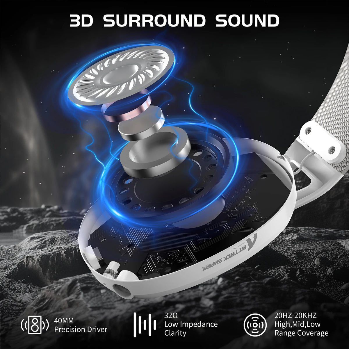 Attack Shark L80 Ultra Light Tri Mode Wireless Gaming Headset