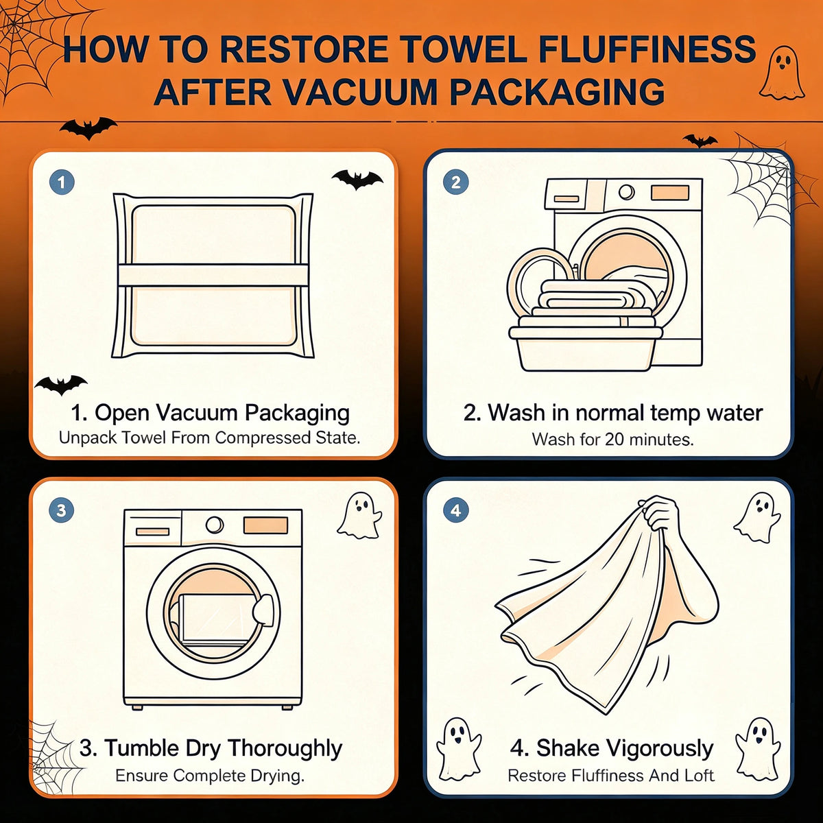 Halloween Themed Geometric Jacquard Towel Set, 100% Cotton Soft Highly Absorbent Bathroom Towels, Bath Towel & Hand Towel 3 Pack