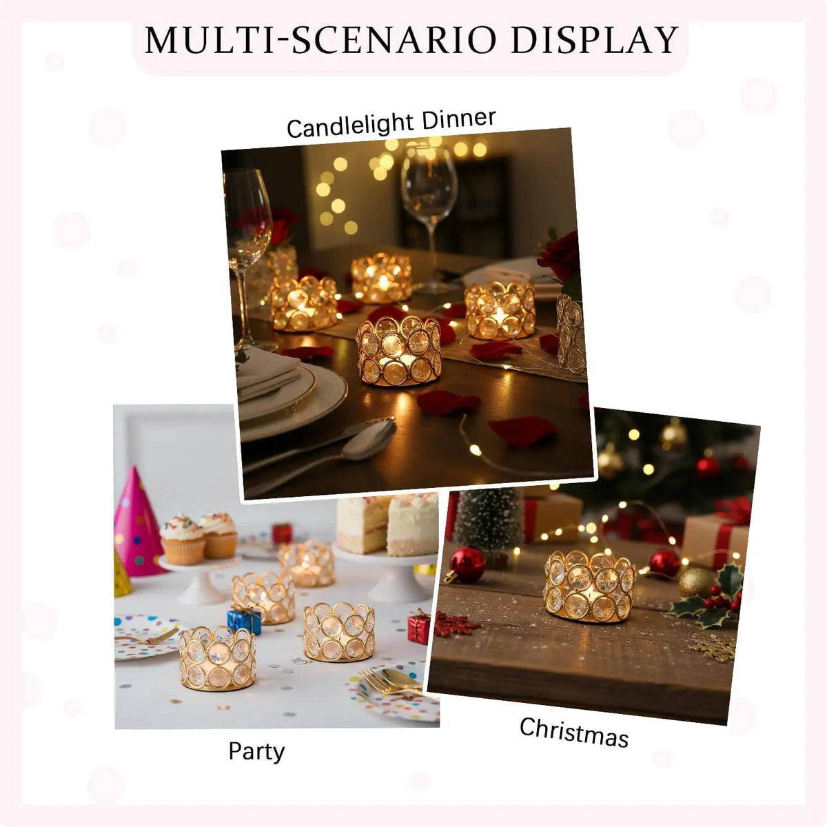 24 Pcs Crystal Gold Votive Candle Holders Set, Elegant Tealight Candle Holders for Wedding Centerpieces, Table Decor, Christmas Party Favors, Bulk Glass Tea Light Holders for Home