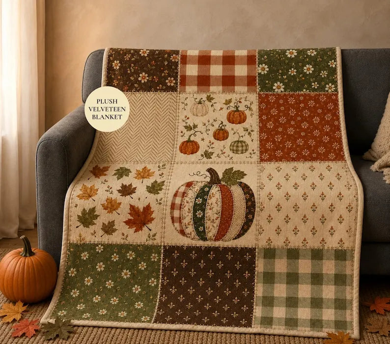Fall Decor Blanket Gift, Pumpkin Season, Fall Decorations for Home, Rustic Autumn Floral Blanket, Farmhouse Thanksgiving Decor, Autumn Gifts