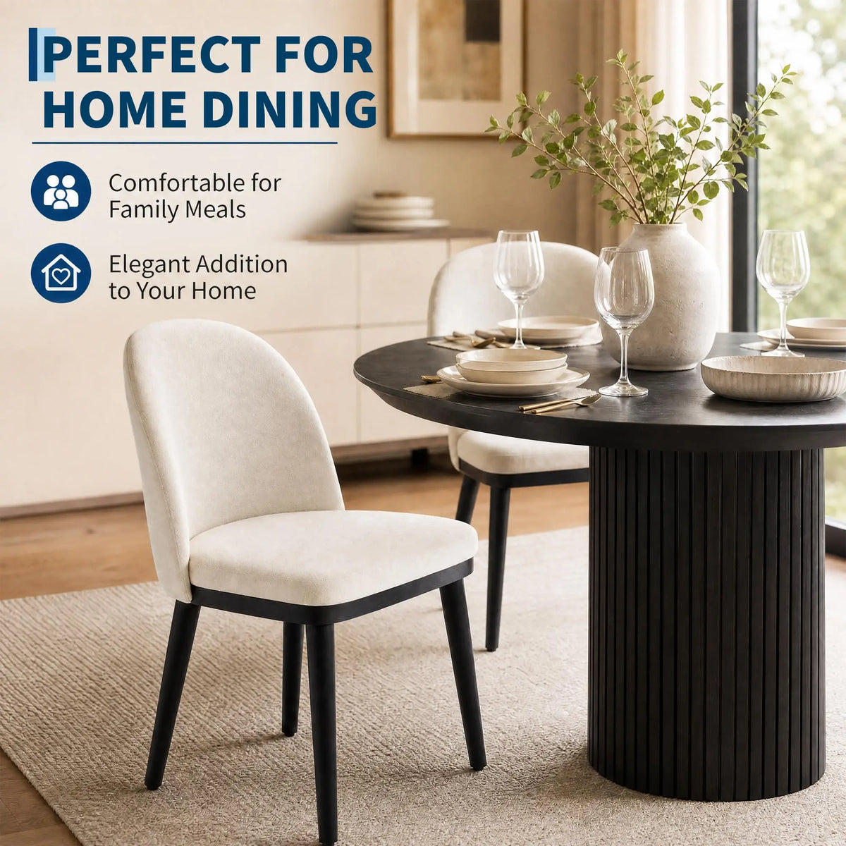 Modern Wooden Dining Chair Set Upholstered Seats Reinforced Legs
