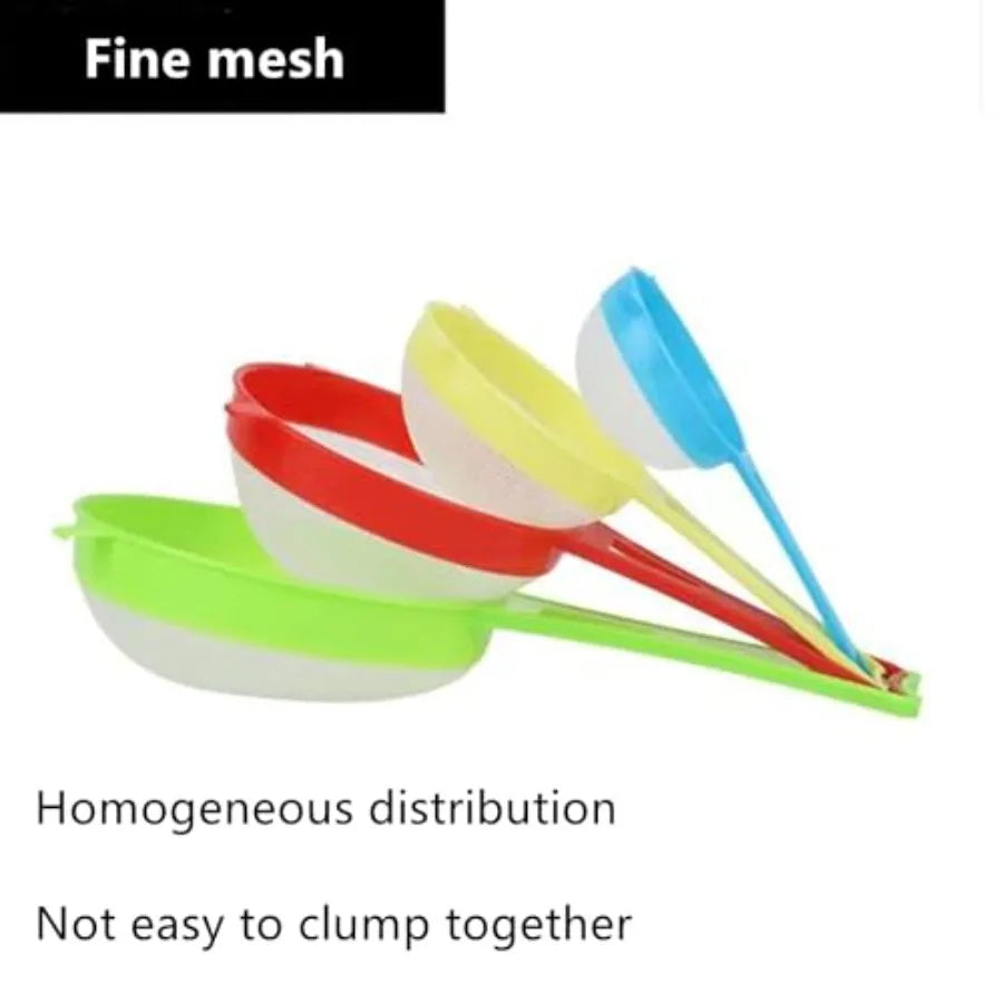 4 Pcs Flour Sifter for Baking, Flour Sieve Scoop Strainer, Manual Mesh Colander Baking Tool, Multifunctional Juice Filter with
